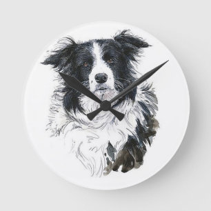 Redondo Mediano Reloj del border collie