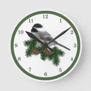 Redondo Mediano Reloj del Chickadee