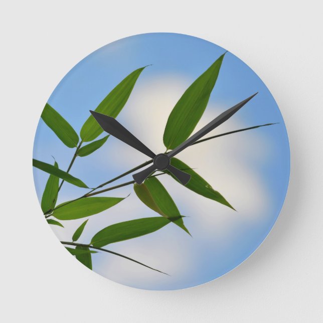 Redondo Mediano Reloj del cielo azul y el bambú (Anverso)