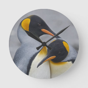 Redondo Mediano Reloj del dúo de rey pingüino
