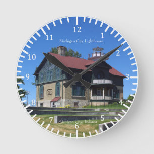 Redondo Mediano Reloj del faro de la ciudad de Michigan