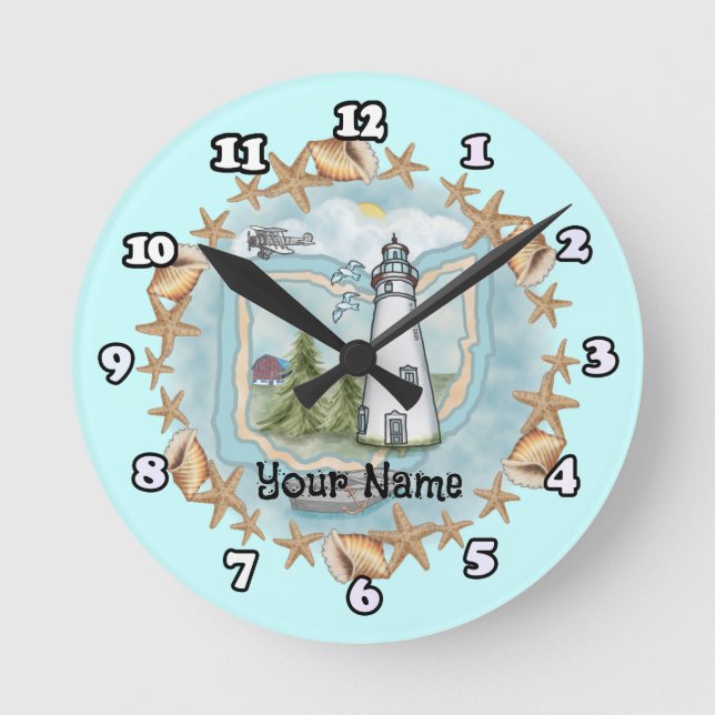 Redondo Mediano Reloj del faro de Ohio Shells (Anverso)