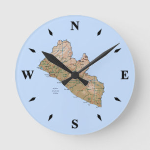 Redondo Mediano Reloj del mapa de Liberia