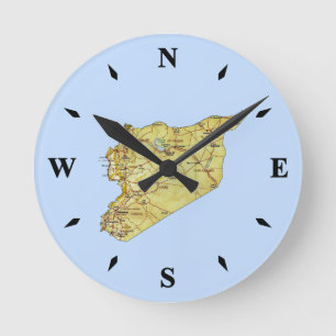 Redondo Mediano Reloj del mapa de Siria