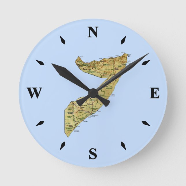 Redondo Mediano Reloj del mapa de Somalia (Anverso)