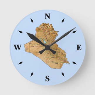 Redondo Mediano Reloj del mapa del Iraq