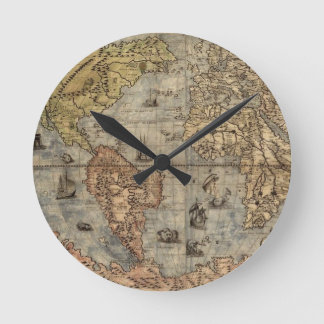 Redondo Mediano Reloj del mapa del mundo
