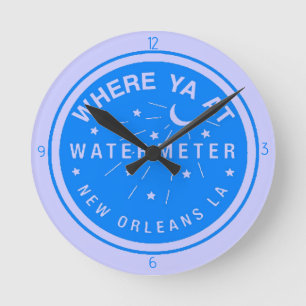 Redondo Mediano Reloj del medidor de agua azul de Nueva Orleans