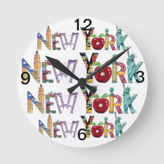 Redondo Mediano Reloj del muro de Nueva York