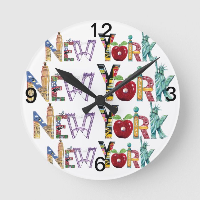 Redondo Mediano Reloj del muro de Nueva York (Anverso)