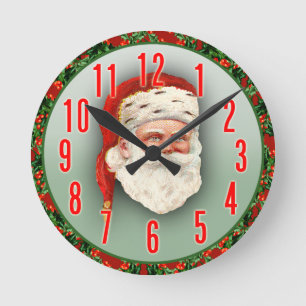 Redondo Mediano Reloj del navidad de Papá Noel