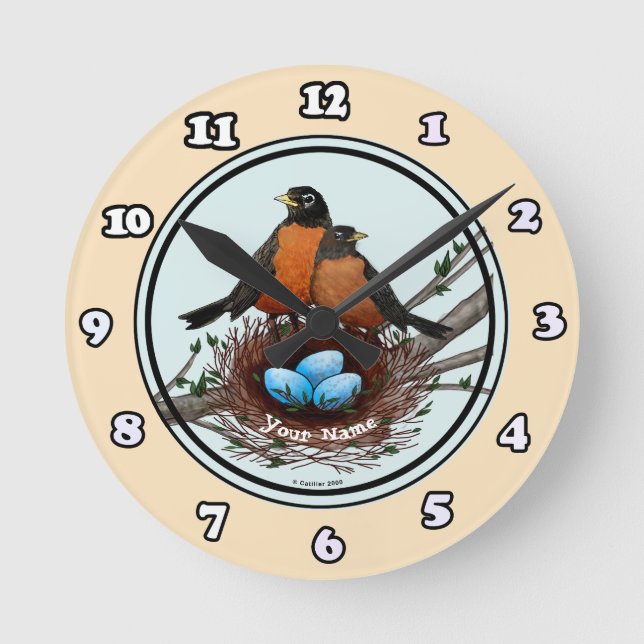 Redondo Mediano Reloj del nido de petirrojo (Anverso)