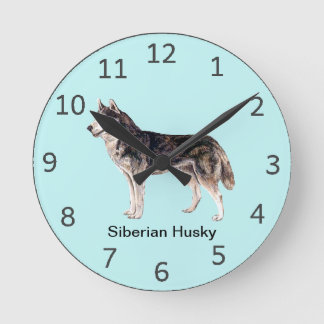 Redondo Mediano Reloj del perro del husky siberiano