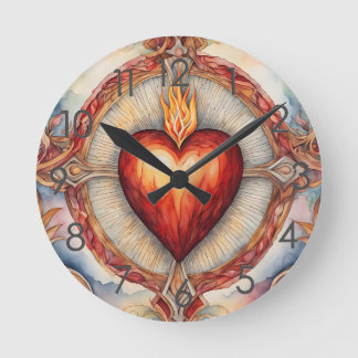 Redondo Mediano Reloj del Sagrado Corazón de Dios