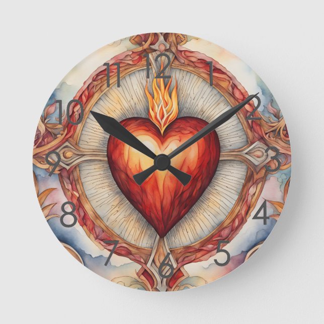 Redondo Mediano Reloj del Sagrado Corazón de Dios (Anverso)