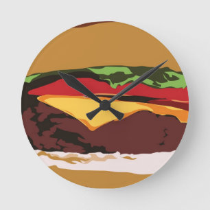 Redondo Mediano Reloj delicioso del cheeseburger