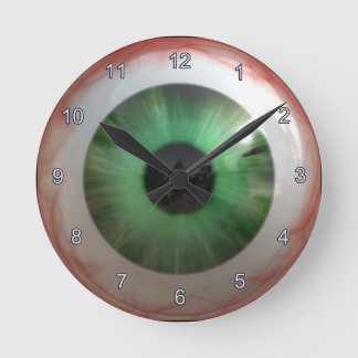 Redondo Mediano Reloj divertido de Halloween con el beisbol verde 
