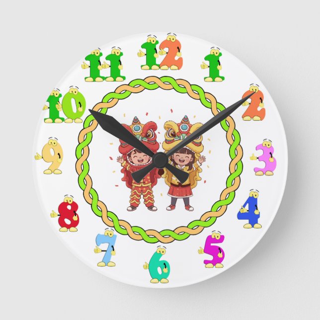 Redondo Mediano Reloj Divertido Personalizado (Anverso)