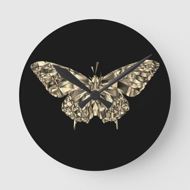 Redondo Mediano Reloj elegante de mariposas (Anverso)