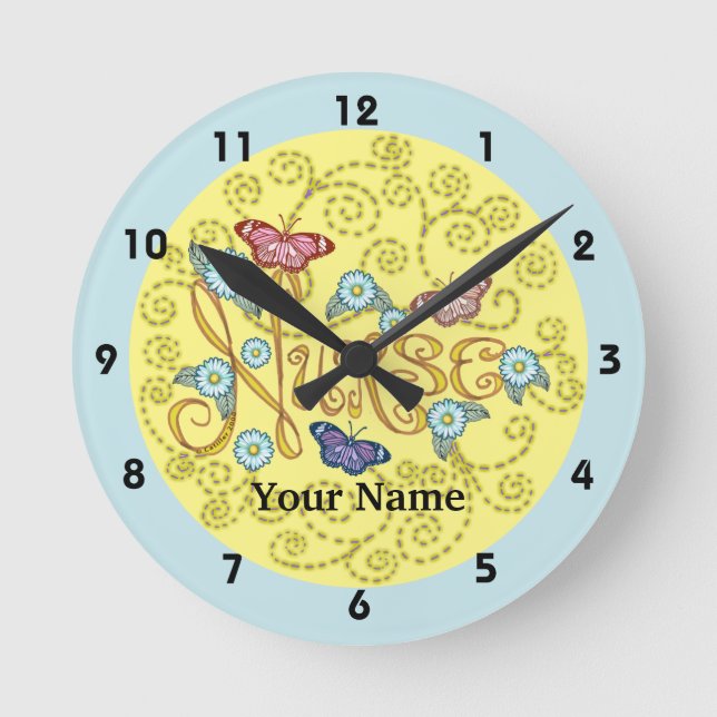 Redondo Mediano Reloj enfermera mariposa  (Anverso)