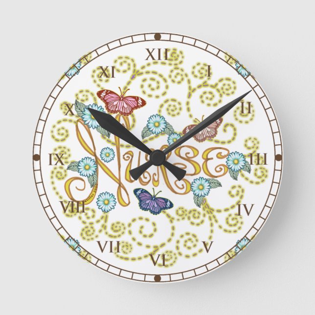 Redondo Mediano Reloj enfermera mariposa  (Anverso)