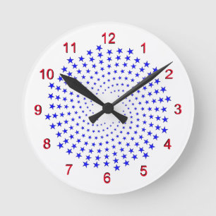Redondo Mediano Reloj - Espirales de estrellas azules