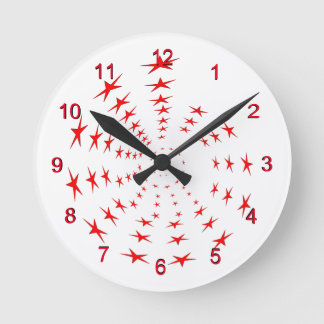Redondo Mediano Reloj - Espirales de Estrellas Rojas