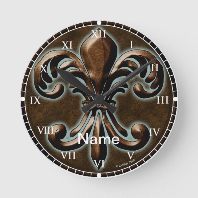 Redondo Mediano Reloj Fancy Fleur De Lis (Anverso)