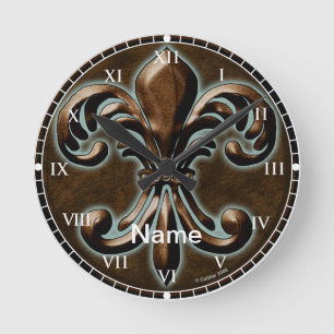 Redondo Mediano Reloj Fancy Fleur De Lis