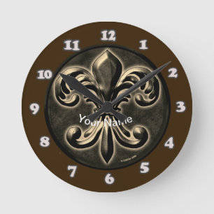 Redondo Mediano Reloj Fancy Fleur De Lis