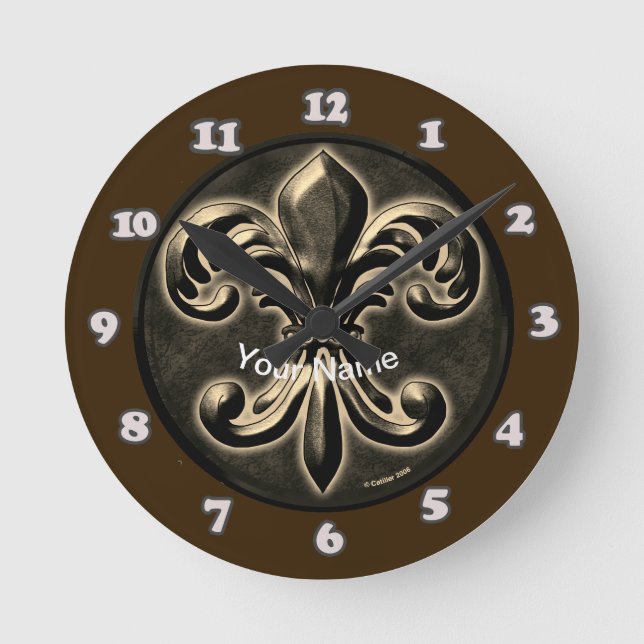Redondo Mediano Reloj Fancy Fleur De Lis (Anverso)