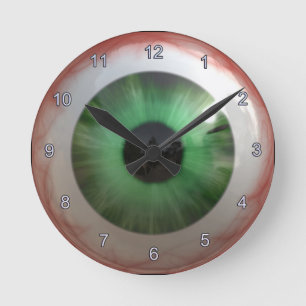 Redondo Mediano Reloj fantasmagórico del ojo verde de la diversión