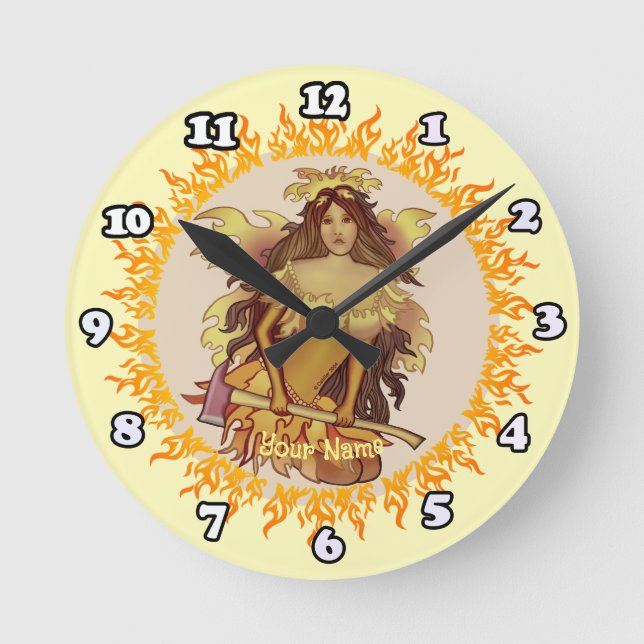 Redondo Mediano Reloj Flames Fairy Firefighter (Anverso)