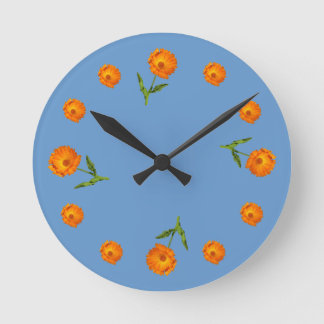 Redondo Mediano Reloj - Flores de Calendula