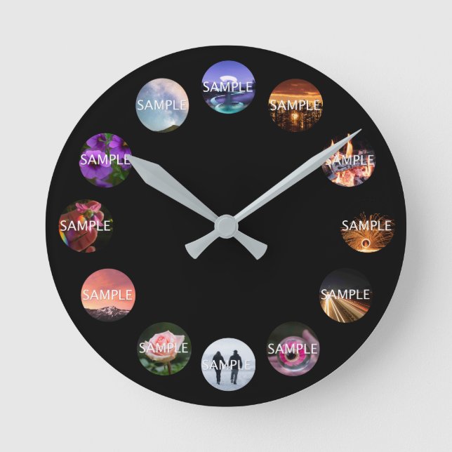 Redondo Mediano Reloj fotográfico personalizado 12  (Anverso)