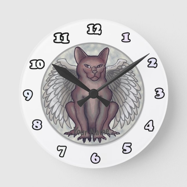 Redondo Mediano Reloj Gárgola de gato (Anverso)