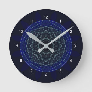 Redondo Mediano Reloj geométrico azul de Moirè