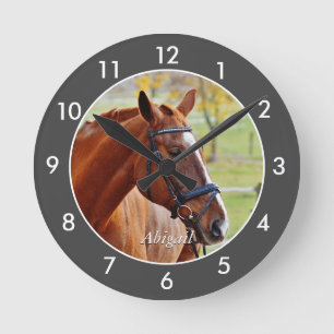 Redondo Mediano Reloj grande de caballo personalizado