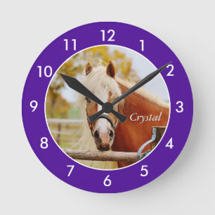 Redondo Mediano Reloj grande de caballo personalizado