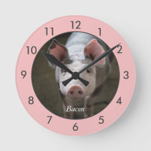 Redondo Mediano Reloj grande de cerdo personalizado