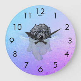 Redondo Mediano Reloj grande de KiniArt Goldendoodle negro