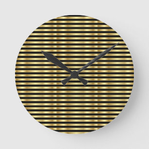 Redondo Mediano Reloj grande de rayas elegantes doradas y negras