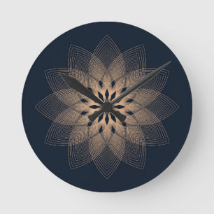 Redondo Mediano Reloj grande Mandala dorado
