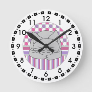 Redondo Mediano Reloj grande Oval con estampado de gato gris durmi