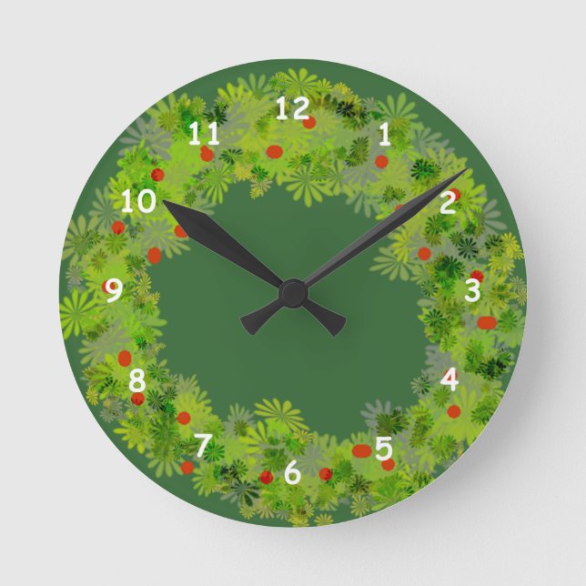 Redondo Mediano Reloj - guirnalda del navidad (Anverso)