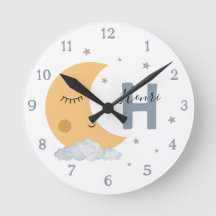Reloj infantil de luna durmiente con inicial y nom