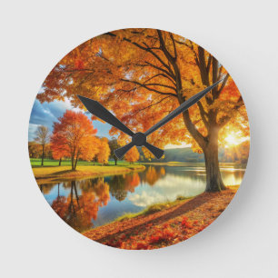 Redondo Mediano Reloj interior clásico "Autumn Style"