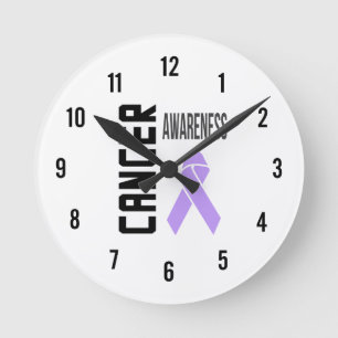 Redondo Mediano Reloj Lavanda de Concienciación sobre el Cáncer