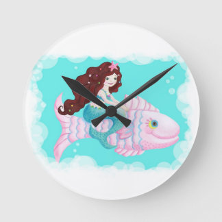 Redondo Mediano Reloj lindo de la sirena