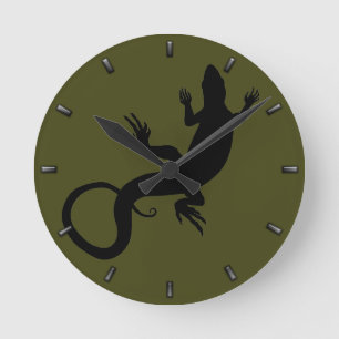 Redondo Mediano Reloj Lizard Cute Reptile Art Lizard reloj de pare